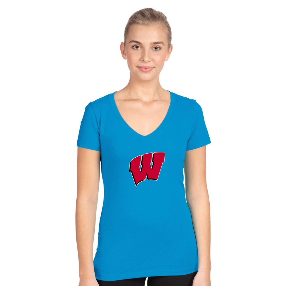 Women's Wisconsin Badgers  Next Level V-Neck T-Shirt
